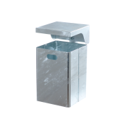 Square litter bin with cover | hot dipped galvanized and coated RAL 6005 | without standingpost